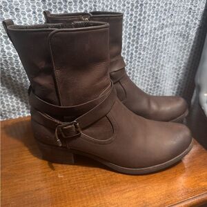 UGG Dark Brown Ankle Boots with Buckle